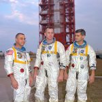 L’quipaggio dell’Apollo 1 (Da sinistra a destra Grissom, White e Chaffee)
