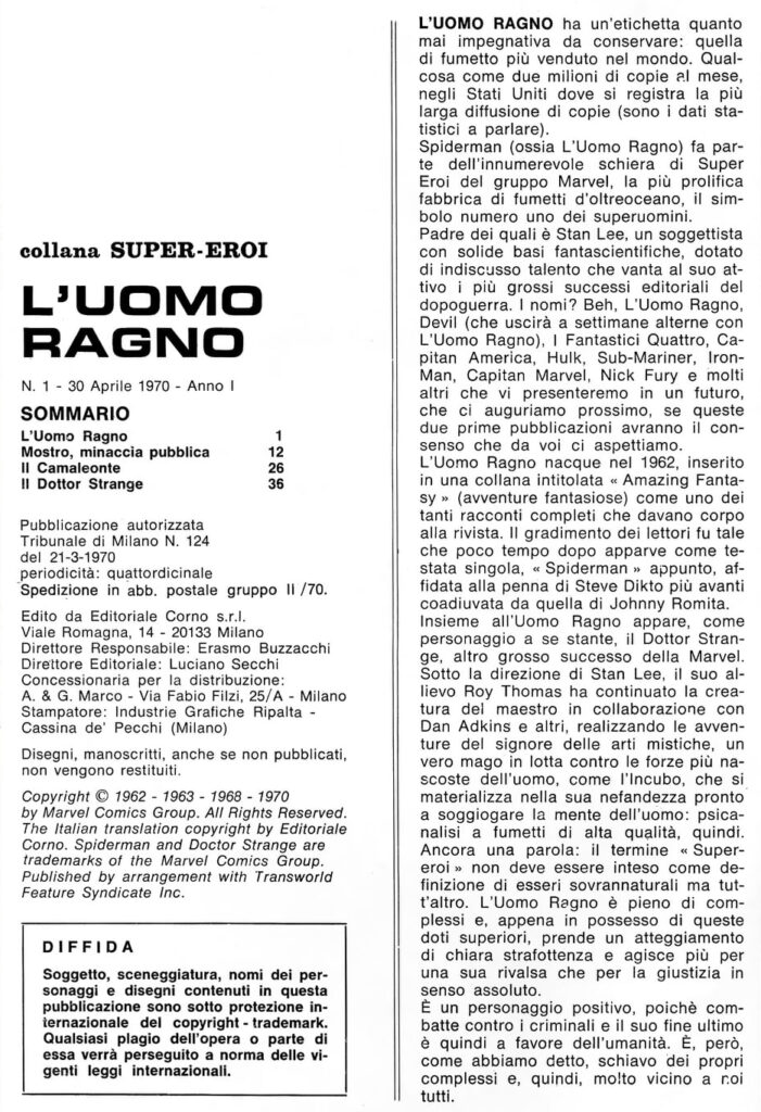 🕷30 aprile 1970: usciva in Italia L'Uomo Ragno🕷