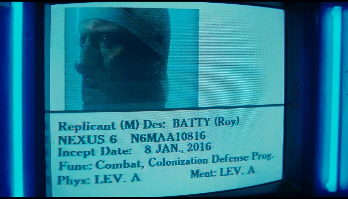 8 gennaio 2016: veniva attivato il replicante Roy Batty interpretato da Rutger Hauer